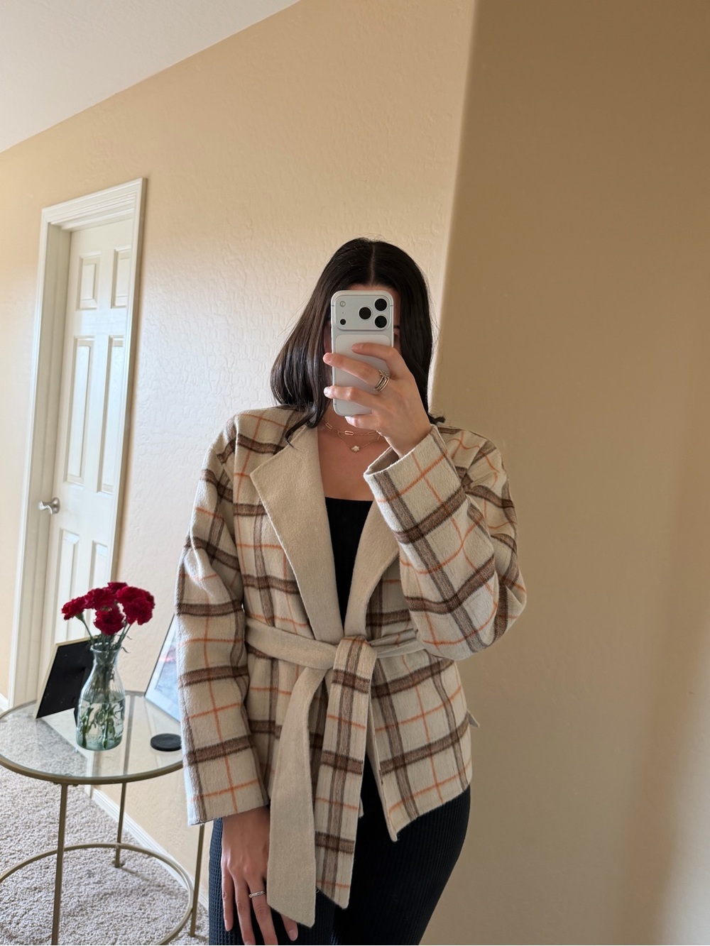 Michael Stars Wool Plaid Wrap Coat in Autumn Colors - Picture 5 of 13